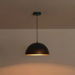 Oversized Industrial Oxidized Copper Patina Dome Pendant
