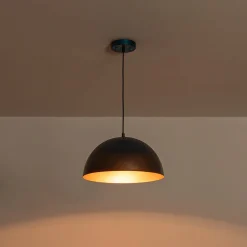 Oversized Industrial Oxidized Copper Patina Dome Pendant