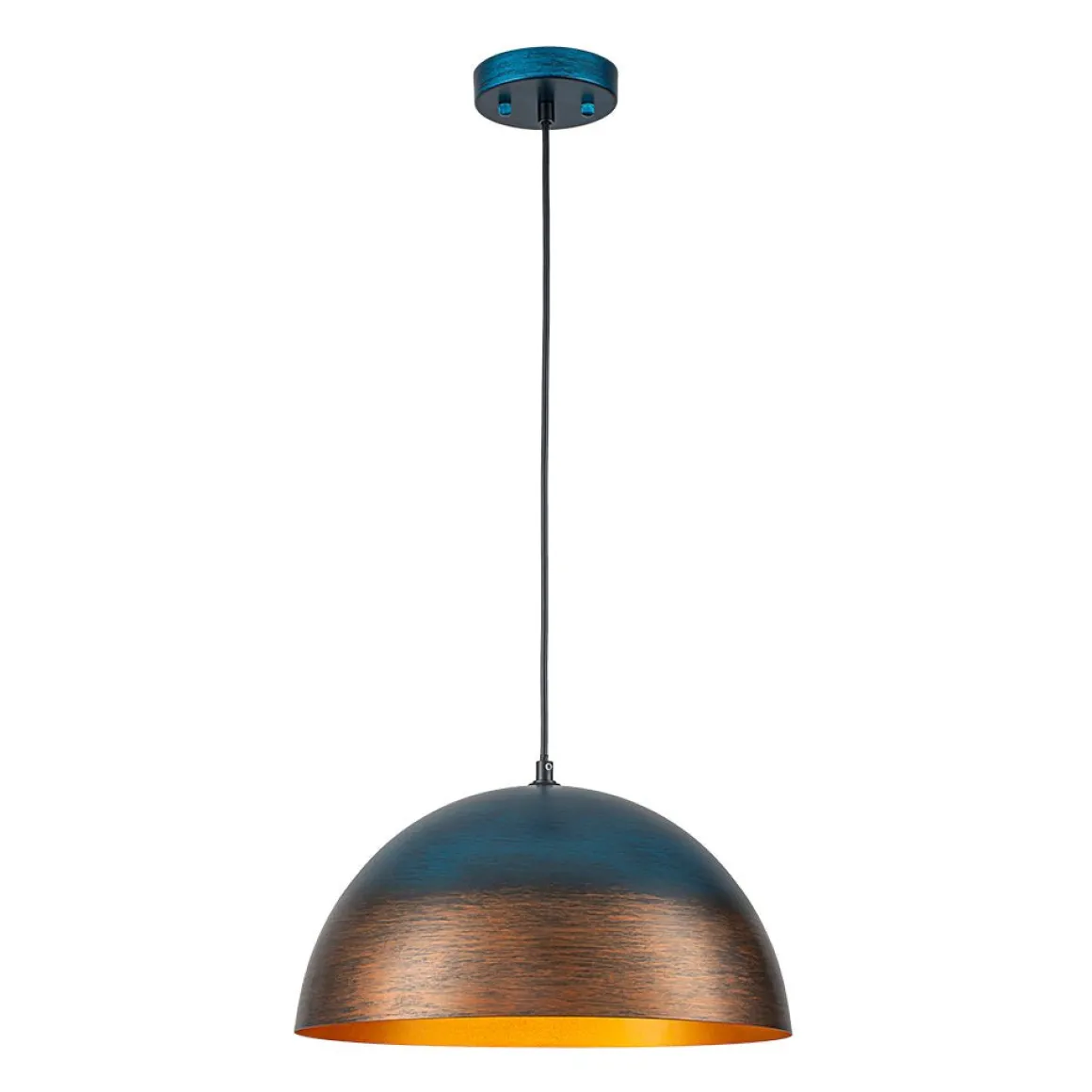 Oversized Industrial Oxidized Copper Patina Dome Pendant