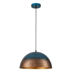 Oversized Industrial Oxidized Copper Patina Dome Pendant