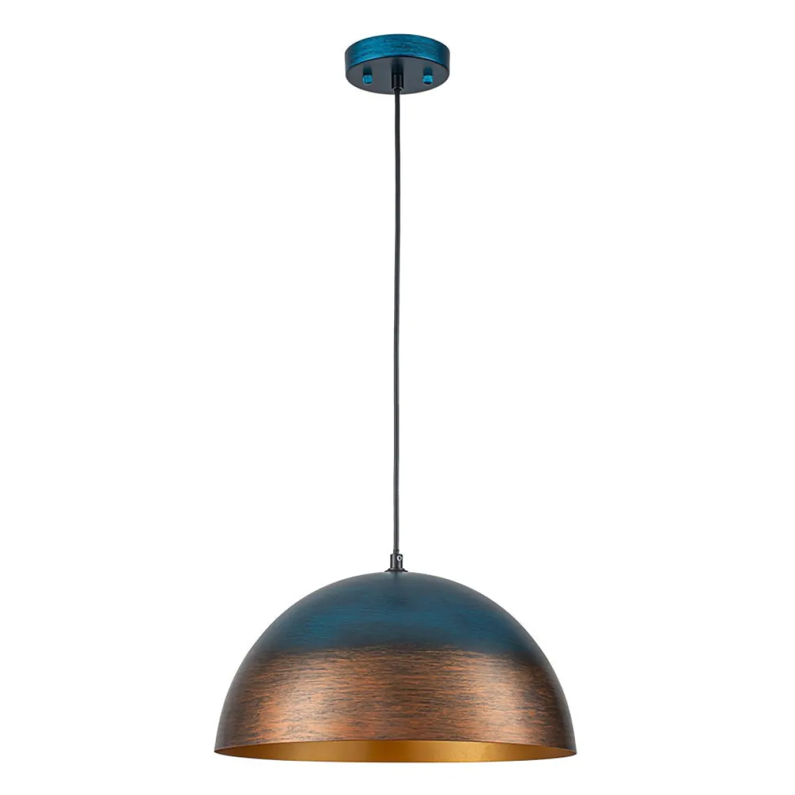 Oversized Industrial Oxidized Copper Patina Dome Pendant