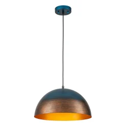 Oversized Industrial Oxidized Copper Patina Dome Pendant