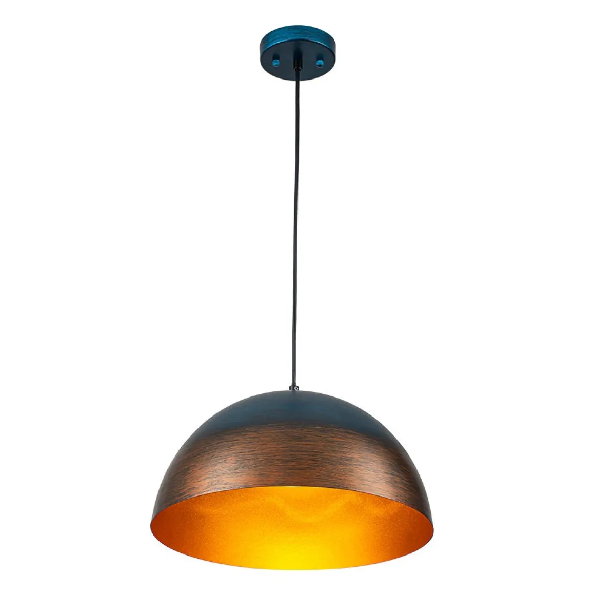 Oversized Industrial Oxidized Copper Patina Dome Pendant