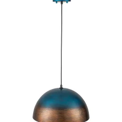 Oversized Industrial Oxidized Copper Patina Dome Pendant