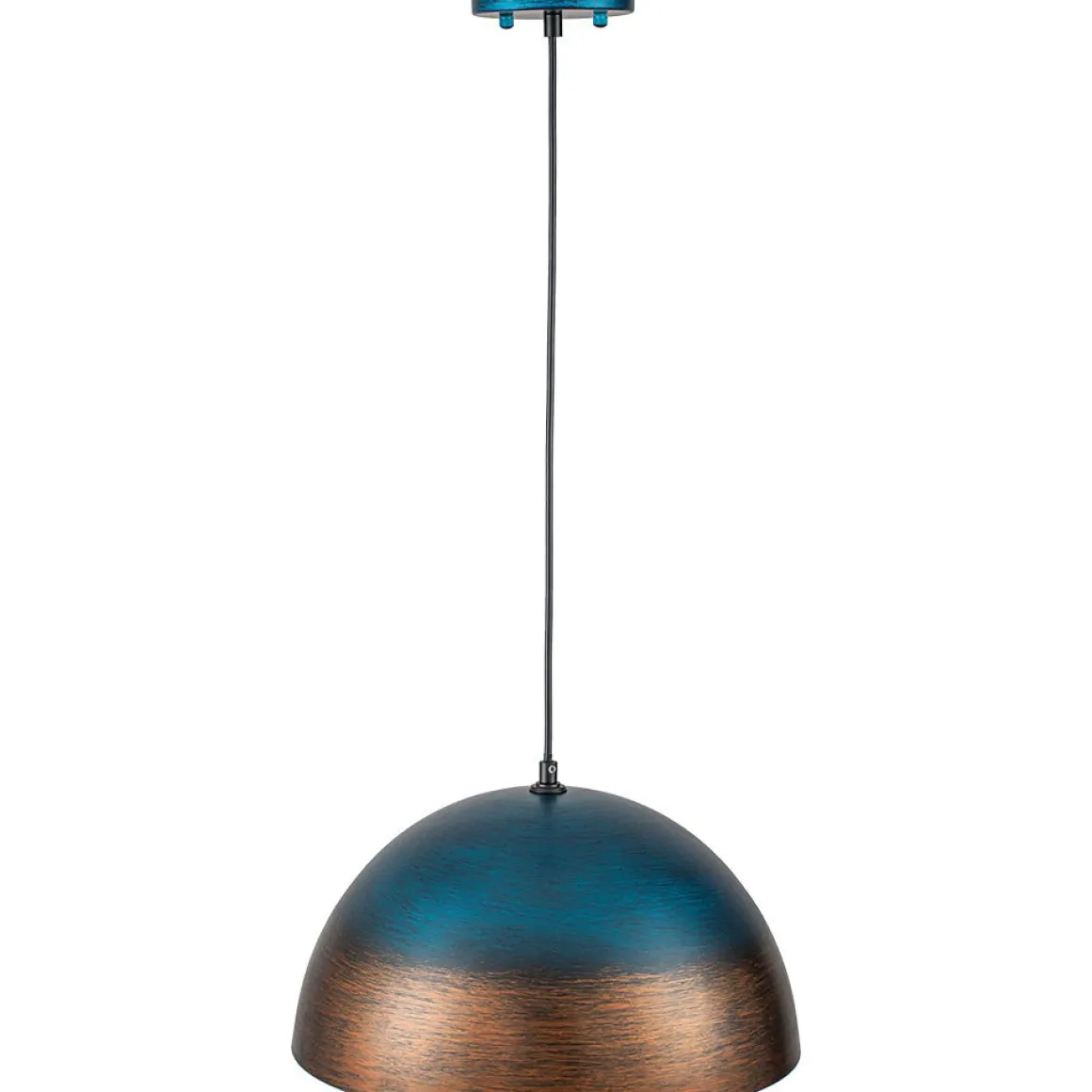 Oversized Industrial Oxidized Copper Patina Dome Pendant