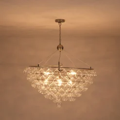 Oversized 8-Light Spiral Tiered Clear Glass Bubble Chandelier