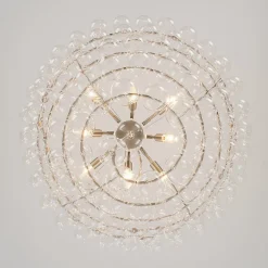 Oversized 8-Light Spiral Tiered Clear Glass Bubble Chandelier