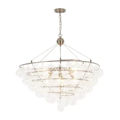 Oversized 8-Light Spiral Tiered Clear Glass Bubble Chandelier