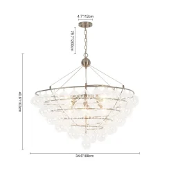Oversized 8-Light Spiral Tiered Clear Glass Bubble Chandelier