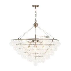 Oversized 8-Light Spiral Tiered Clear Glass Bubble Chandelier