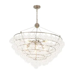 Oversized 8-Light Spiral Tiered Clear Glass Bubble Chandelier