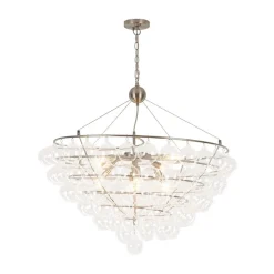 Oversized 8-Light Spiral Tiered Clear Glass Bubble Chandelier