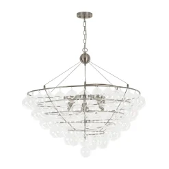 Oversized 8-Light Spiral Tiered Clear Glass Bubble Chandelier