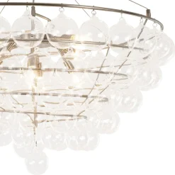 Oversized 8-Light Spiral Tiered Clear Glass Bubble Chandelier