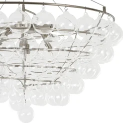 Oversized 8-Light Spiral Tiered Clear Glass Bubble Chandelier