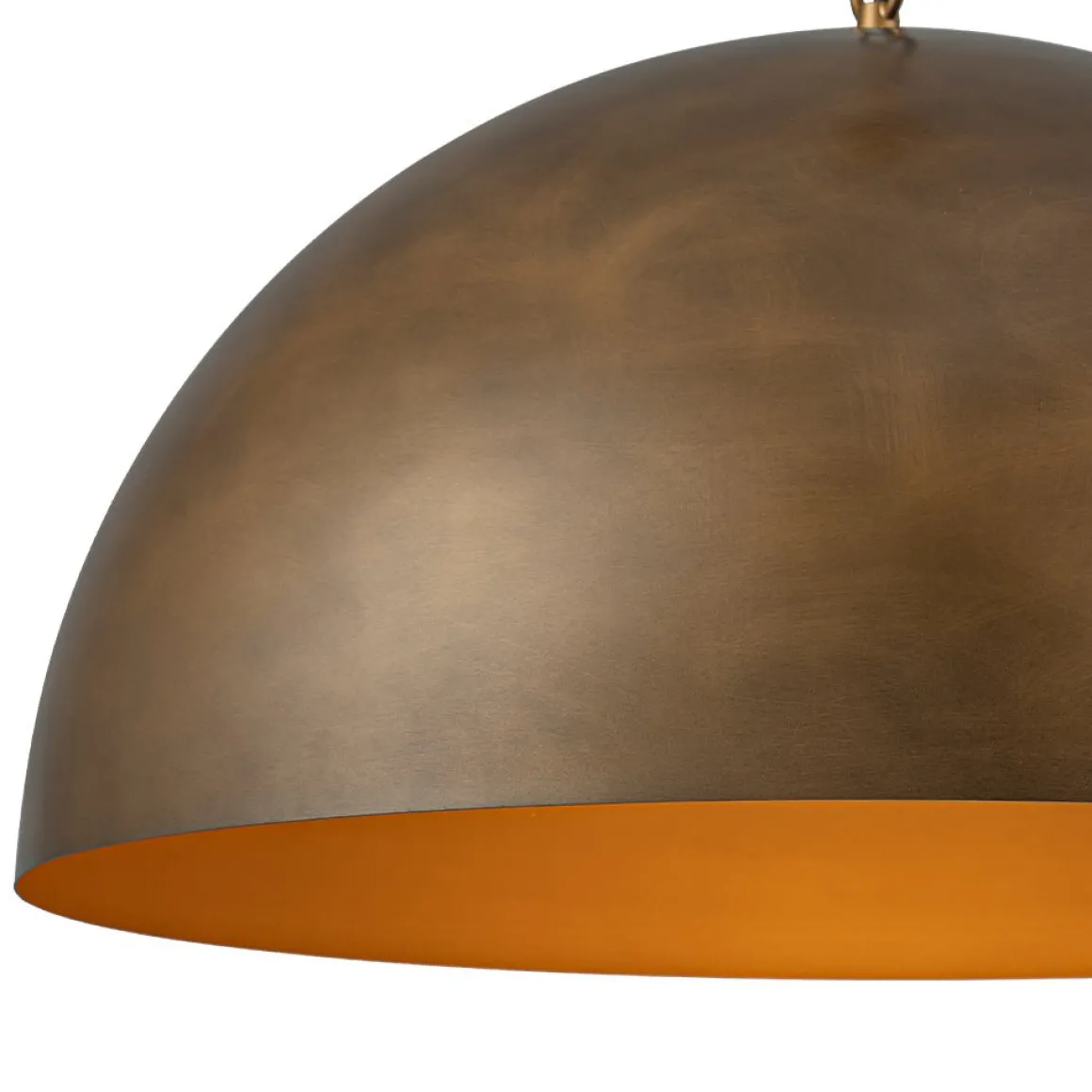 Oversized Vintage Bronze Metal Dome Pendant Light