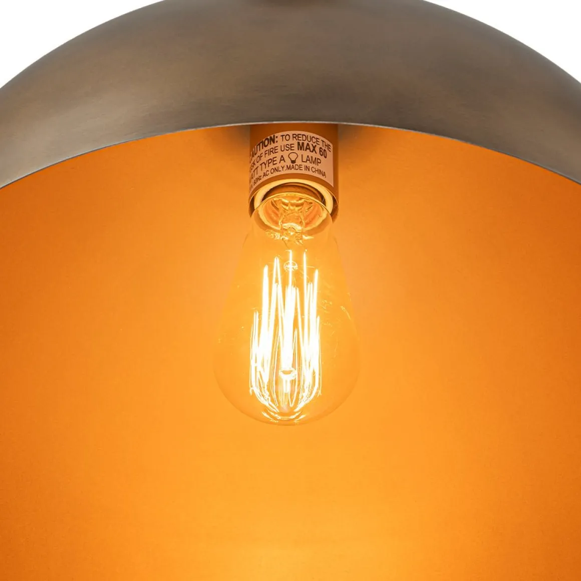 Oversized Vintage Bronze Metal Dome Pendant Light