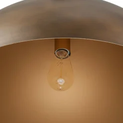 Oversized Vintage Bronze Metal Dome Pendant Light