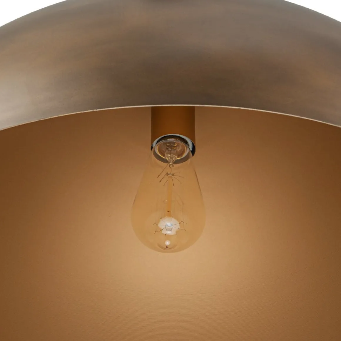 Oversized Vintage Bronze Metal Dome Pendant Light