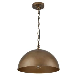 Oversized Vintage Bronze Metal Dome Pendant Light