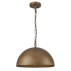 Oversized Vintage Bronze Metal Dome Pendant Light