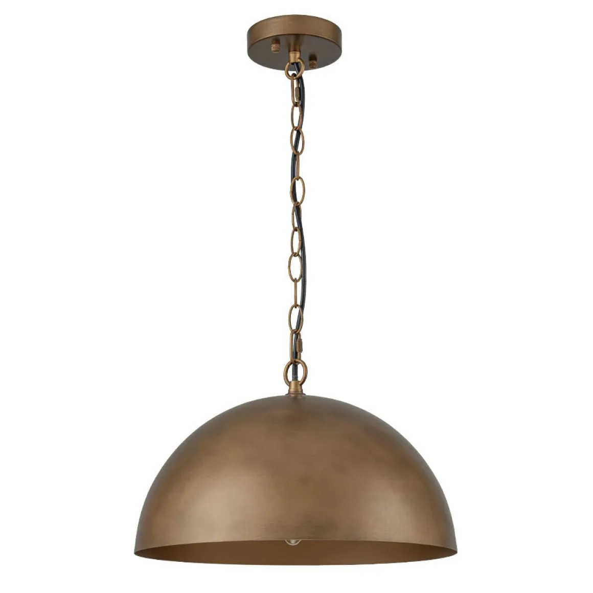 Oversized Vintage Bronze Metal Dome Pendant Light