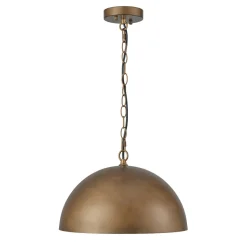 Oversized Vintage Bronze Metal Dome Pendant Light