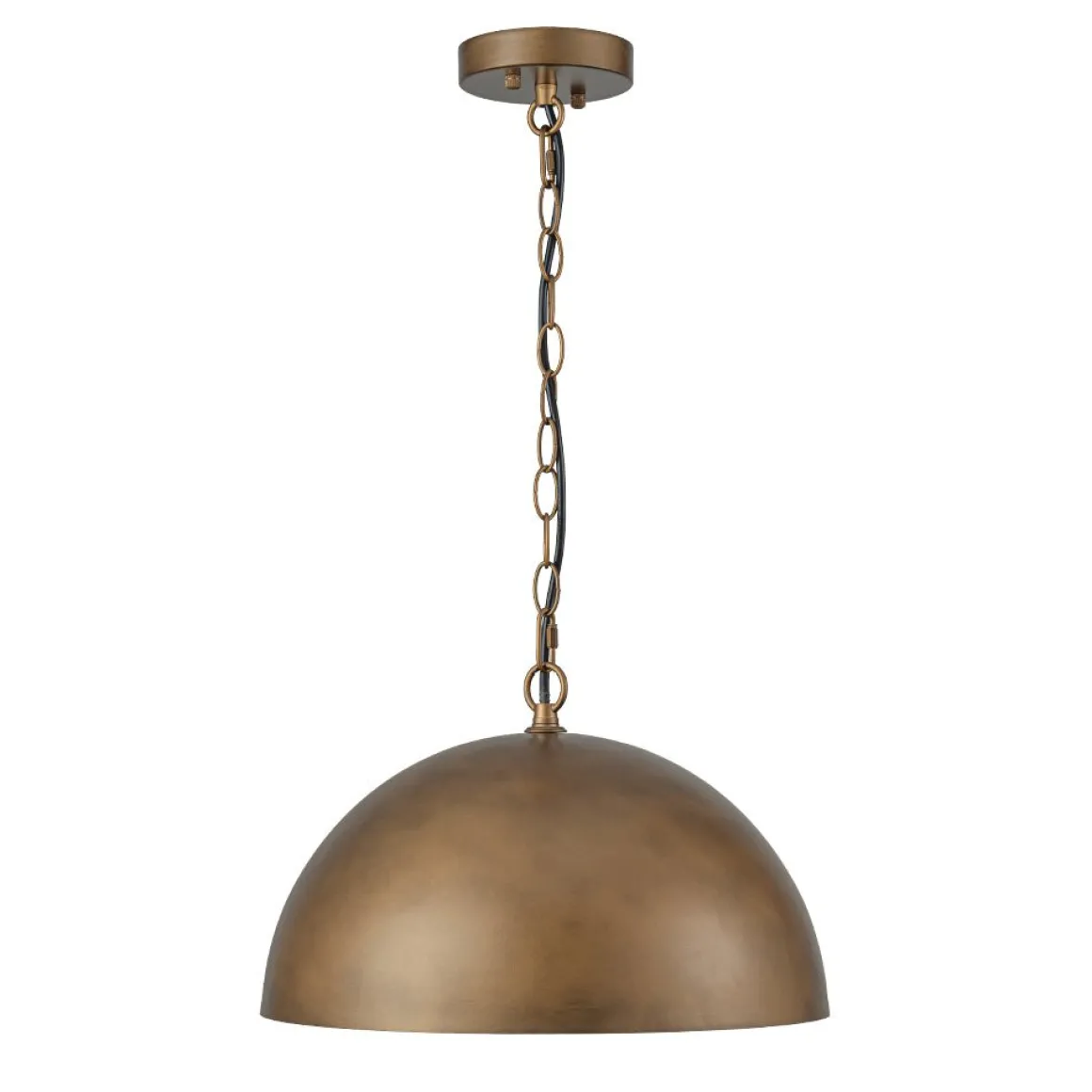 Oversized Vintage Bronze Metal Dome Pendant Light