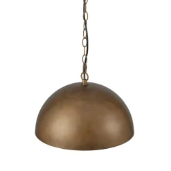 Oversized Vintage Bronze Metal Dome Pendant Light
