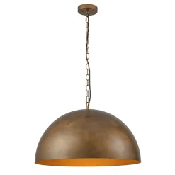 Oversized Vintage Bronze Metal Dome Pendant Light
