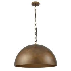Oversized Vintage Bronze Metal Dome Pendant Light