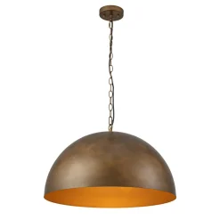 Oversized Vintage Bronze Metal Dome Pendant Light
