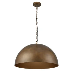Oversized Vintage Bronze Metal Dome Pendant Light