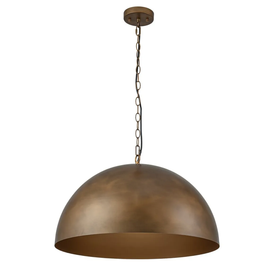 Oversized Vintage Bronze Metal Dome Pendant Light