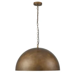 Oversized Vintage Bronze Metal Dome Pendant Light