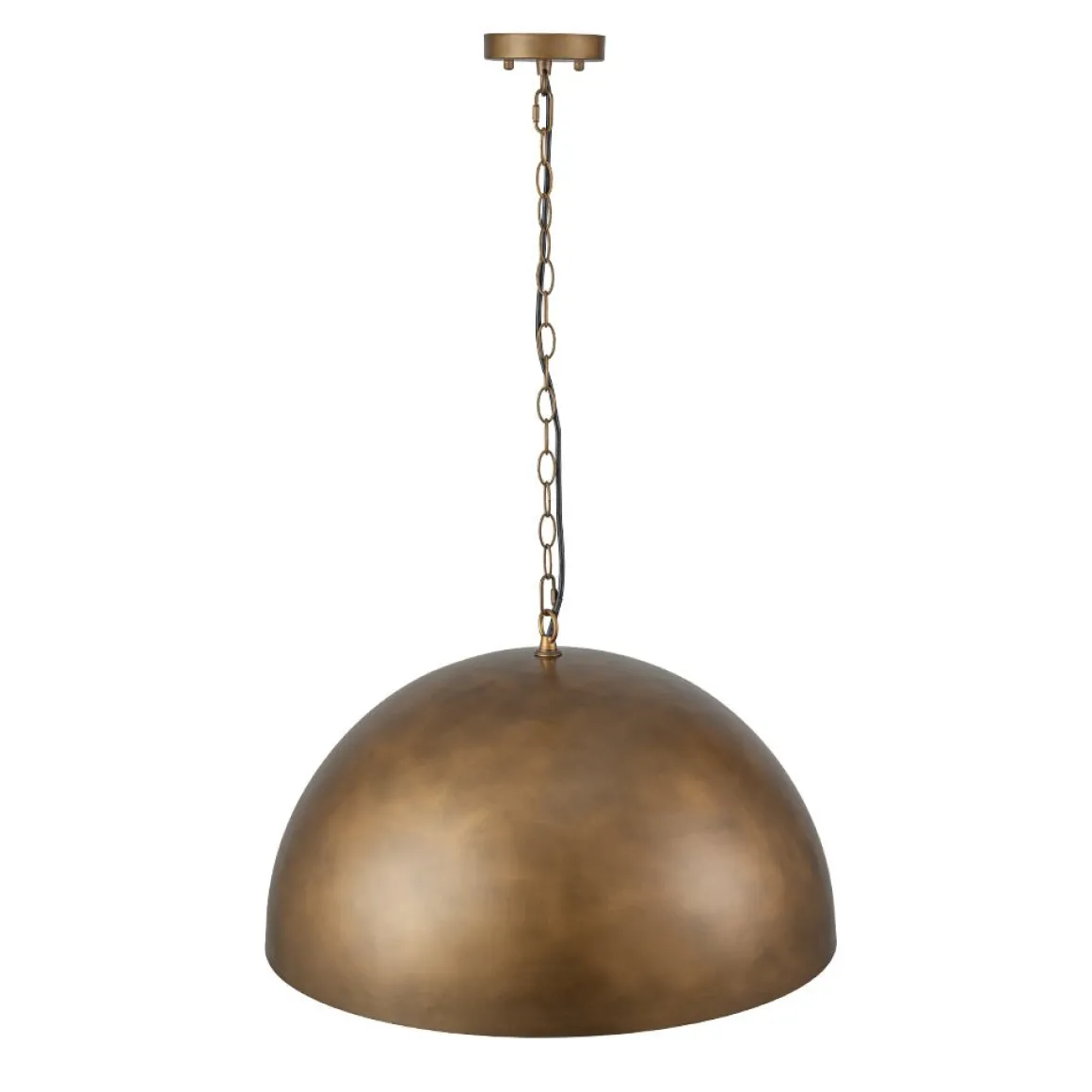 Oversized Vintage Bronze Metal Dome Pendant Light