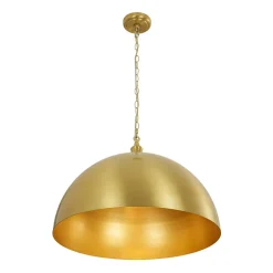 Oversized Vintage Luxe Brass Wide Iron Dome Pendant