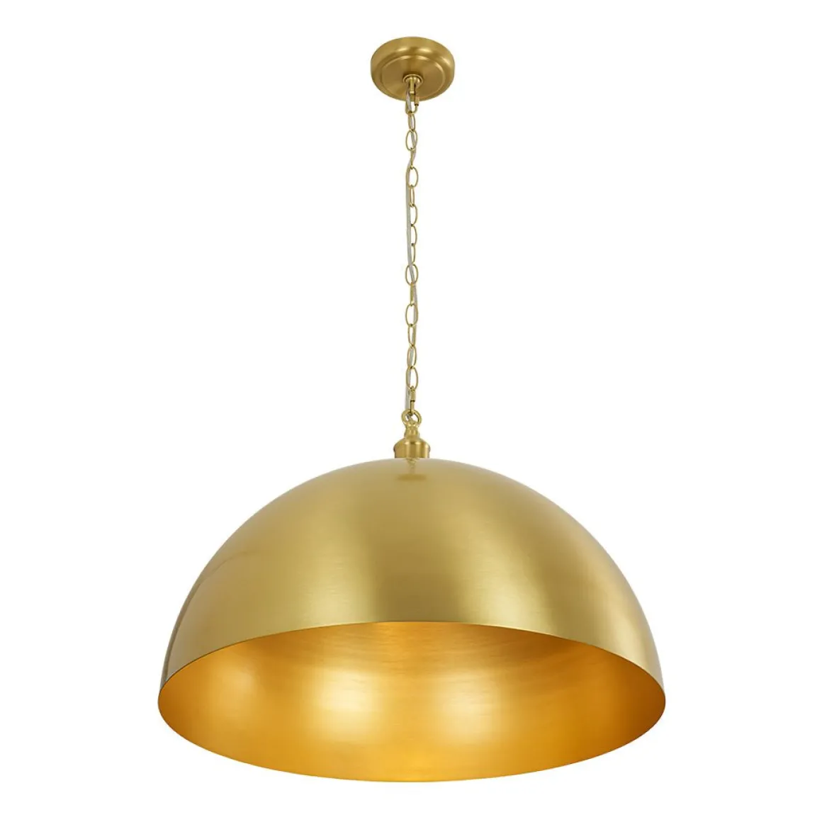 Oversized Vintage Luxe Brass Wide Iron Dome Pendant