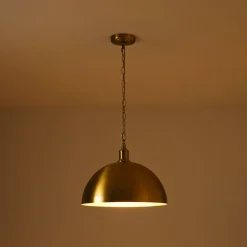 Oversized Vintage Luxe Brass Wide Iron Dome Pendant