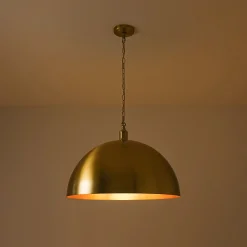Oversized Vintage Luxe Brass Wide Iron Dome Pendant