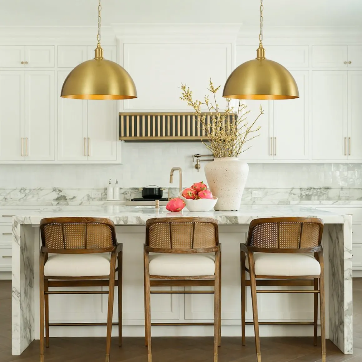 Oversized Vintage Luxe Brass Wide Iron Dome Pendant