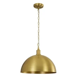 Oversized Vintage Luxe Brass Wide Iron Dome Pendant