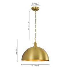 Oversized Vintage Luxe Brass Wide Iron Dome Pendant