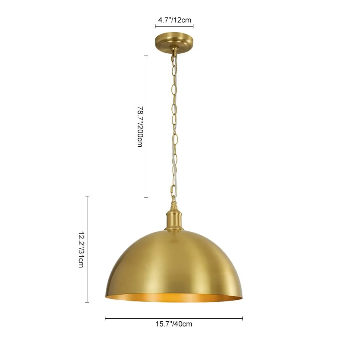 Oversized Vintage Luxe Brass Wide Iron Dome Pendant