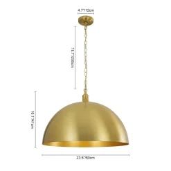 Oversized Vintage Luxe Brass Wide Iron Dome Pendant