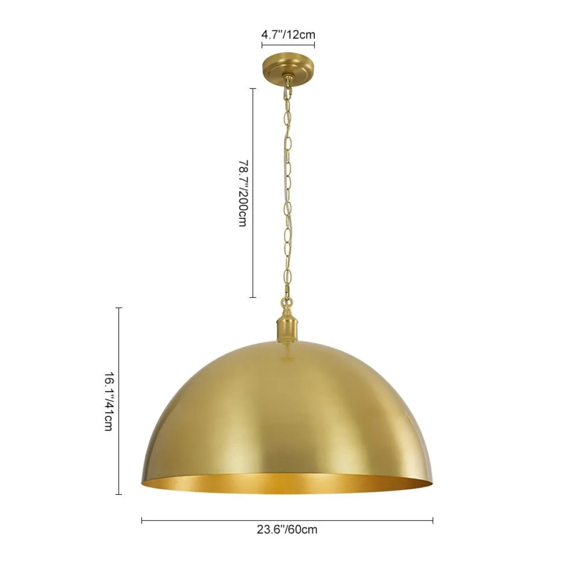 Oversized Vintage Luxe Brass Wide Iron Dome Pendant