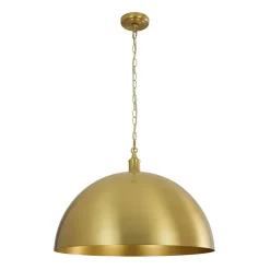 Oversized Vintage Luxe Brass Wide Iron Dome Pendant