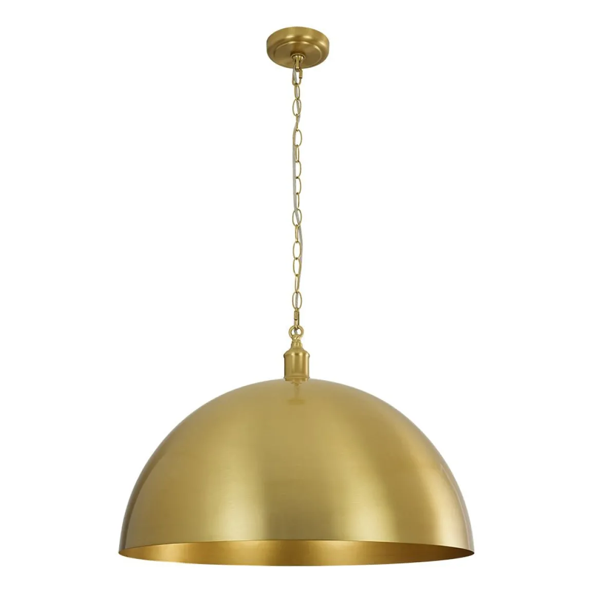 Oversized Vintage Luxe Brass Wide Iron Dome Pendant
