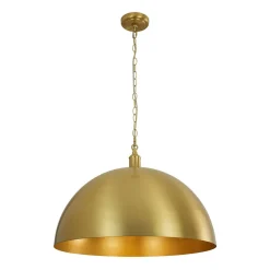 Oversized Vintage Luxe Brass Wide Iron Dome Pendant