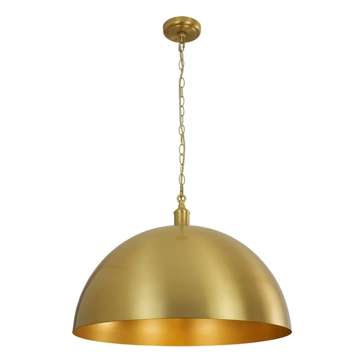 Oversized Vintage Luxe Brass Wide Iron Dome Pendant